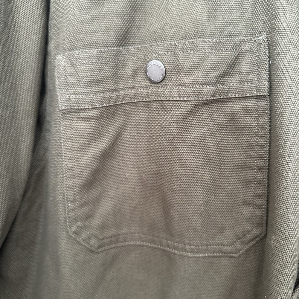 Duluth Trading Co Fire Hose Shirt Jacket Mens large Olive Green Flannel Lined - Picture 4 of 13